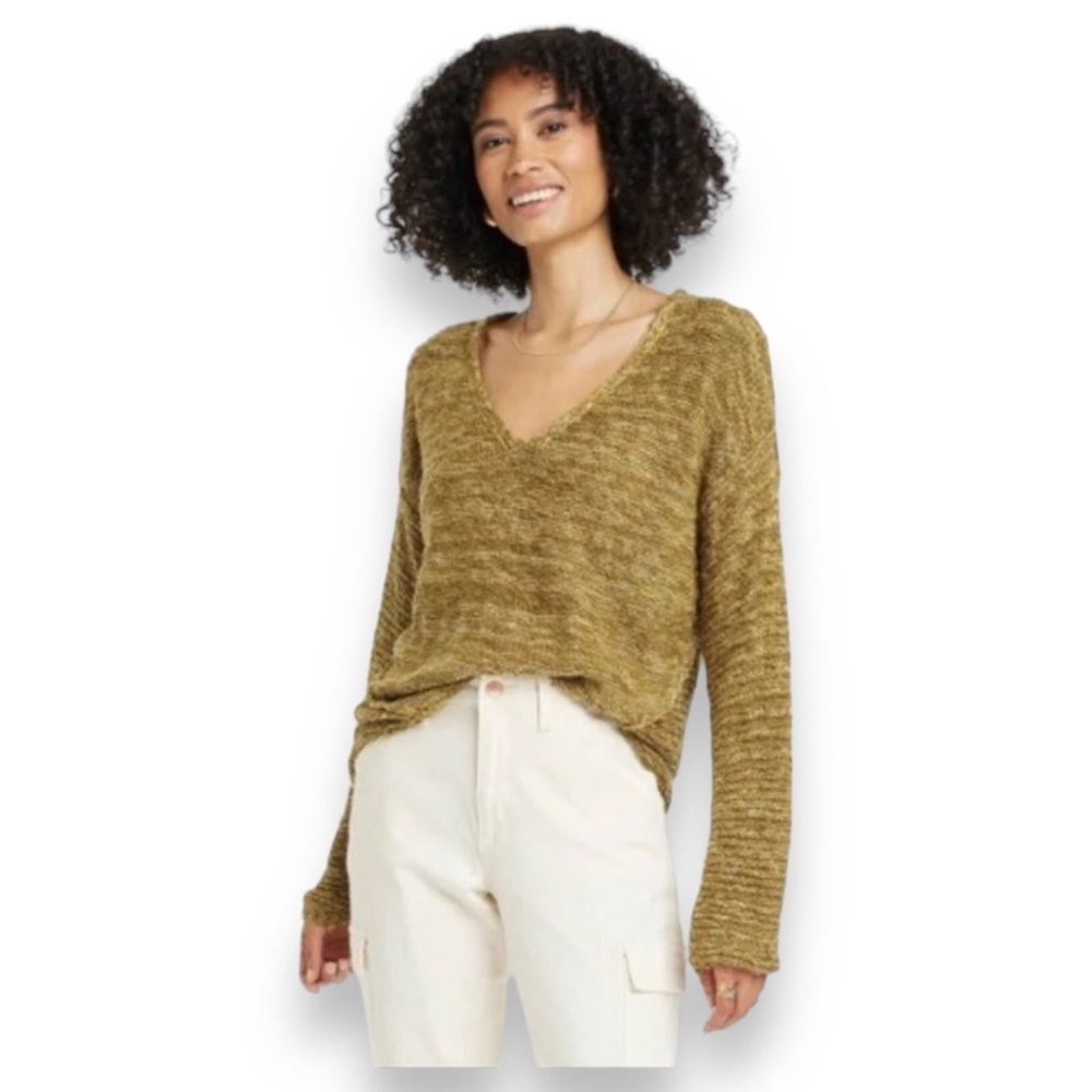 Universal Thread Women’s V Neck Pullover Sweater, Green, size XS
